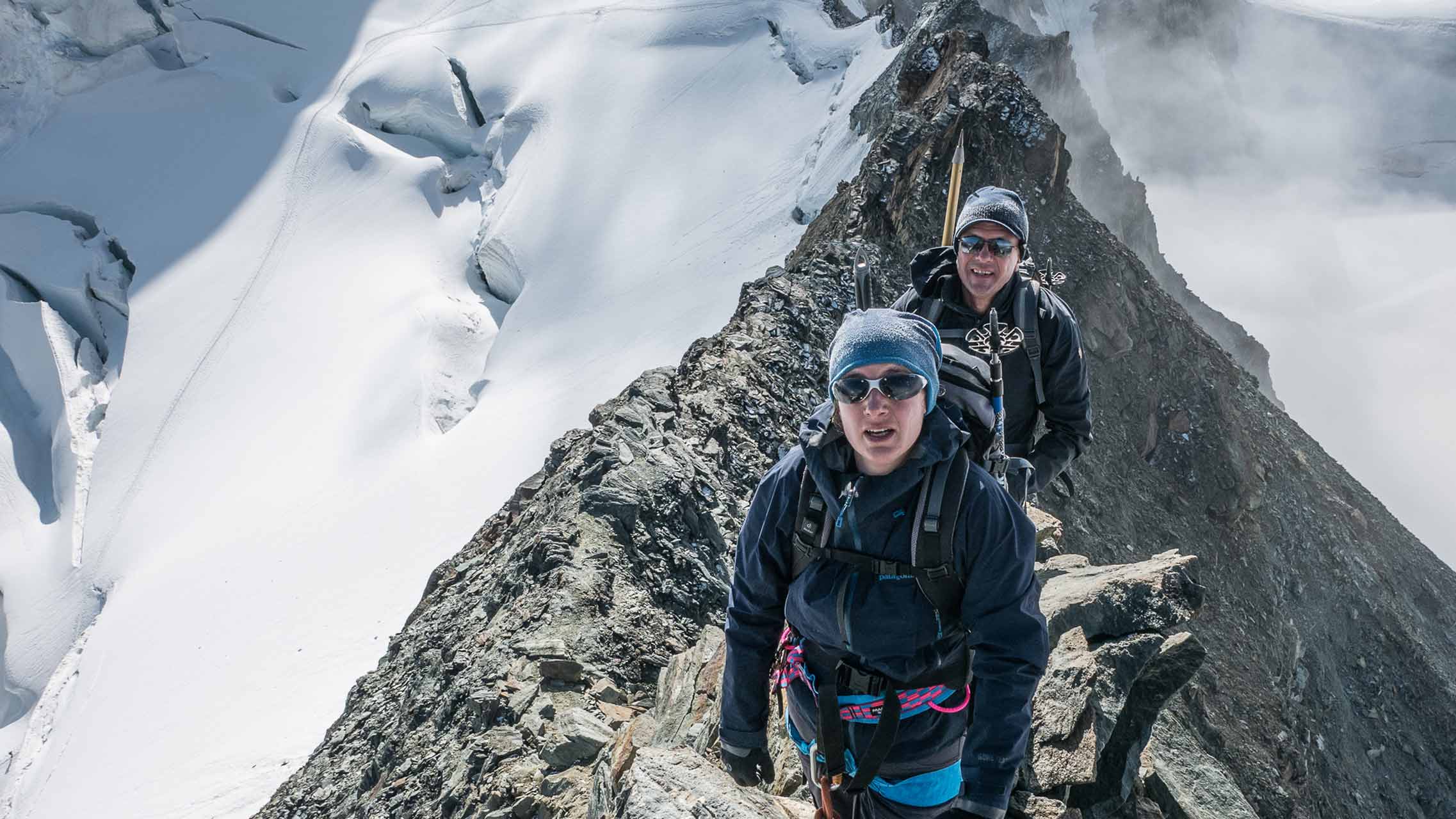 Anstieg zum Alphubel - im Klettersteig auf dem Feechopf